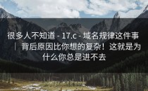 很多人不知道 - 17.c - 域名规律这件事 ｜ 背后原因比你想的复杂！这就是为什么你总是进不去