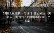 知情人私信我一句话 ｜ 糖心vlog：关于新入口的说法？线索都指向同一个答案